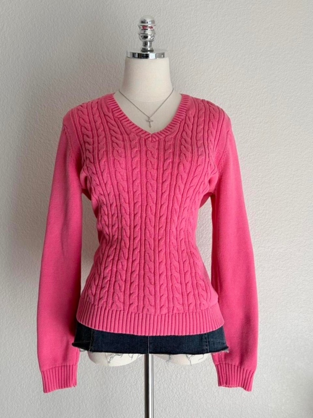 Hot Pink Cable Knit Sweater